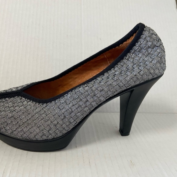 BM Bernie Mev New Yrom Black & Silver platforms high end women’s size 8.5 - Picture 5 of 8